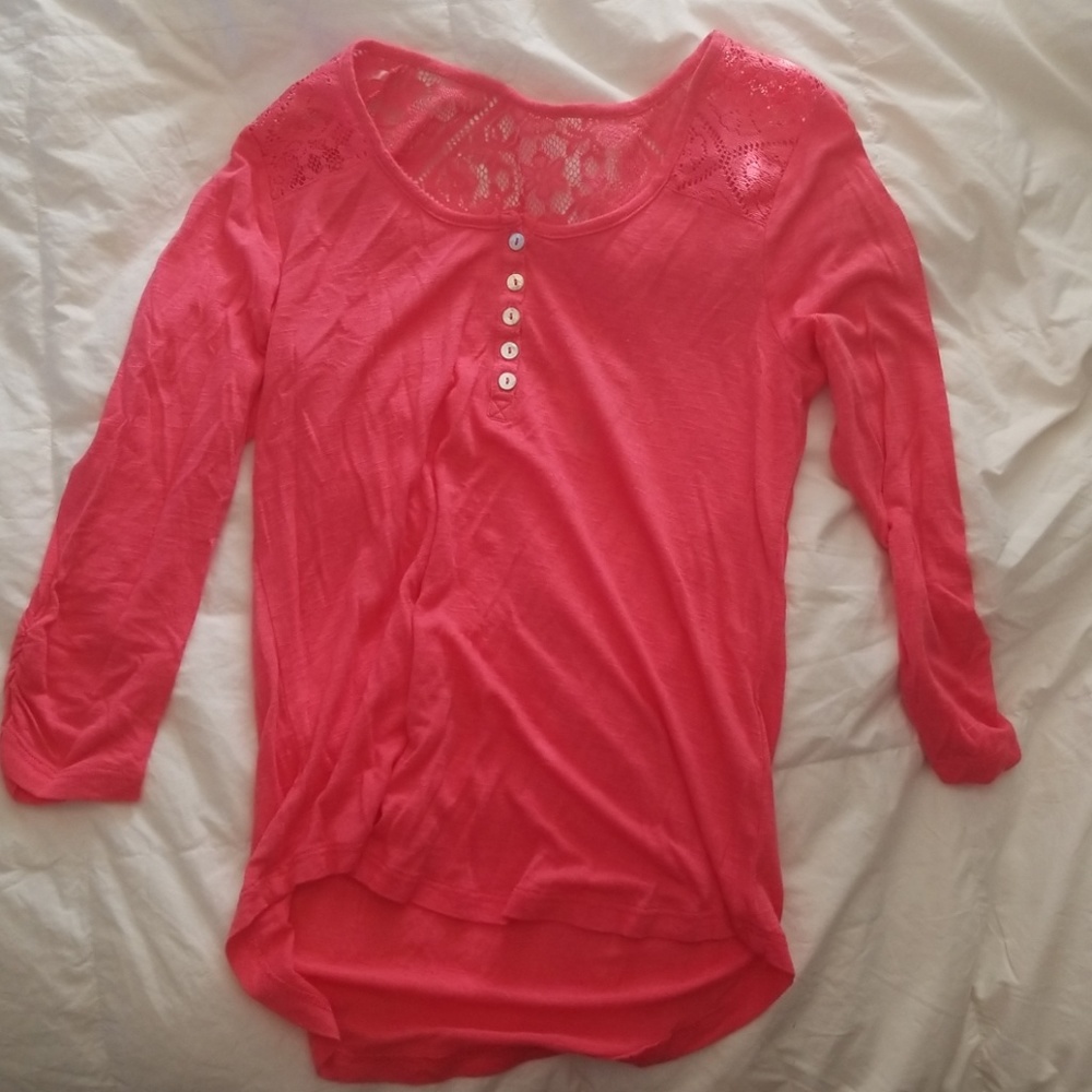 Pink Neon Soul 3/4 shirt lace back size S